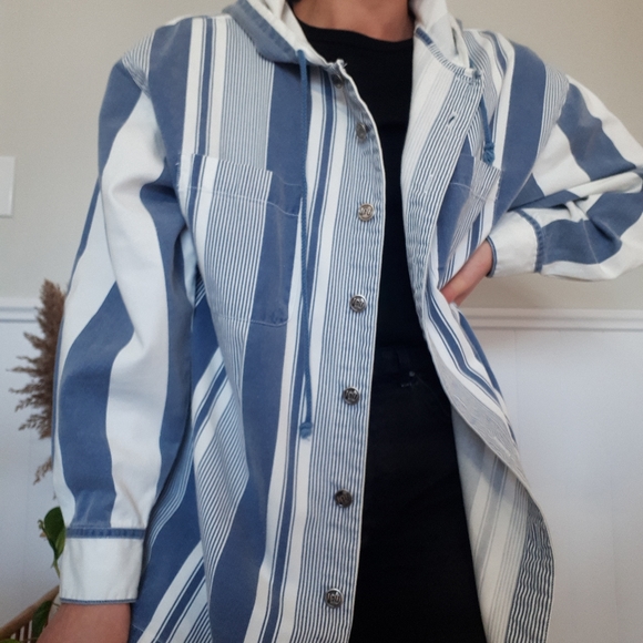 Vintage 90's striped jean shacket - Picture 3 of 10